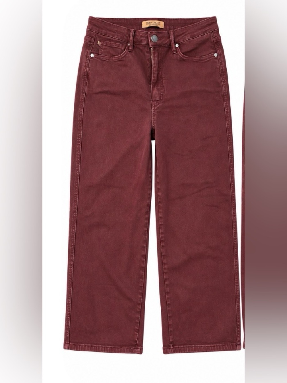 Judy Blue Eva Oxblood Burgundy High Rise Cropped Wide Leg Jeans 11/30